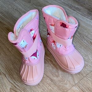 The children’s place Pink Snowman Print Winter Boots size 7